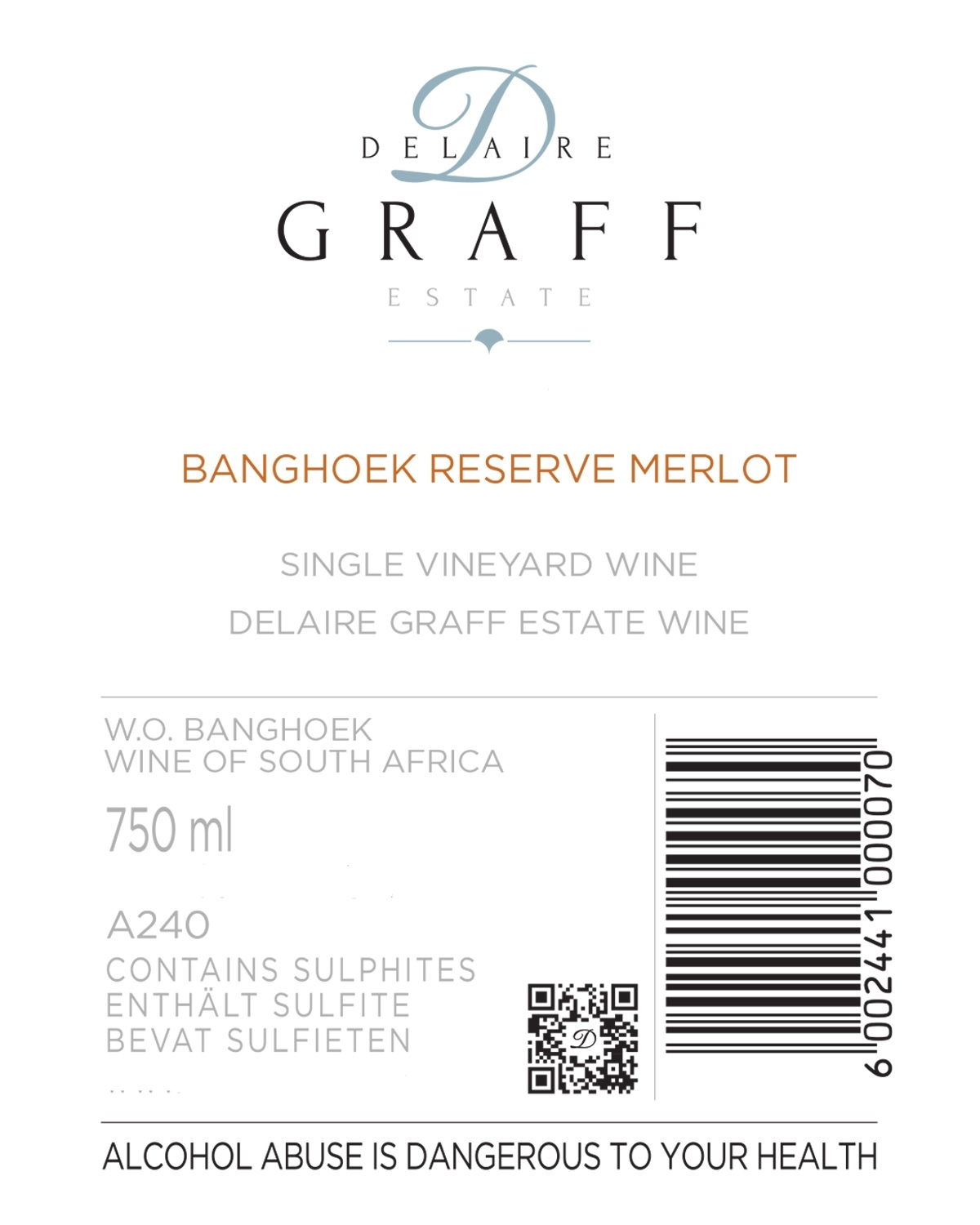 Delaire Graff Banghoek Reserve Merlot 2022 in Gift Packaging
