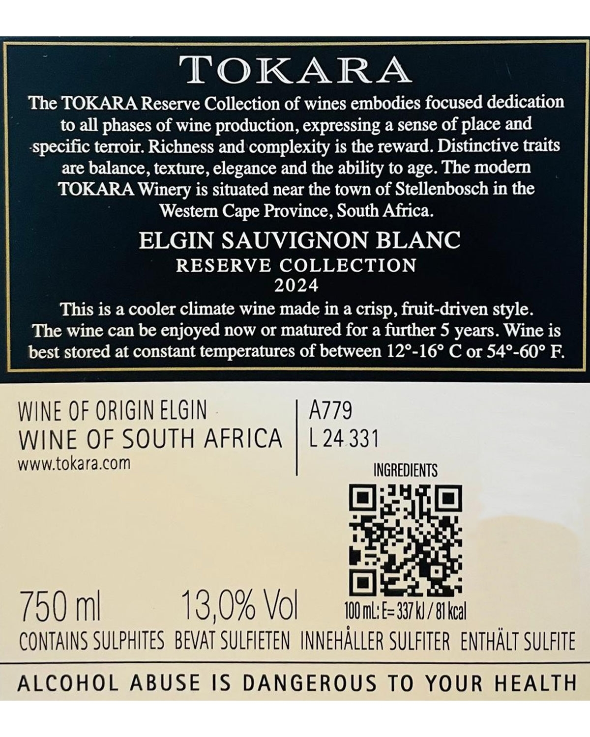 B-Stock: Tokara Reserve Collection Elgin Sauvignon Blanc 2024