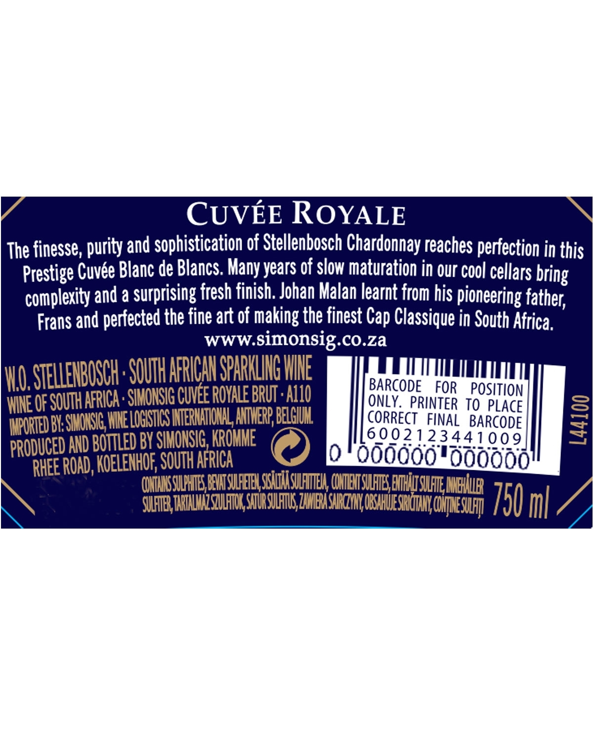 B-Stock: Simonsig Cuvée Royale Blanc de Blancs 2018
