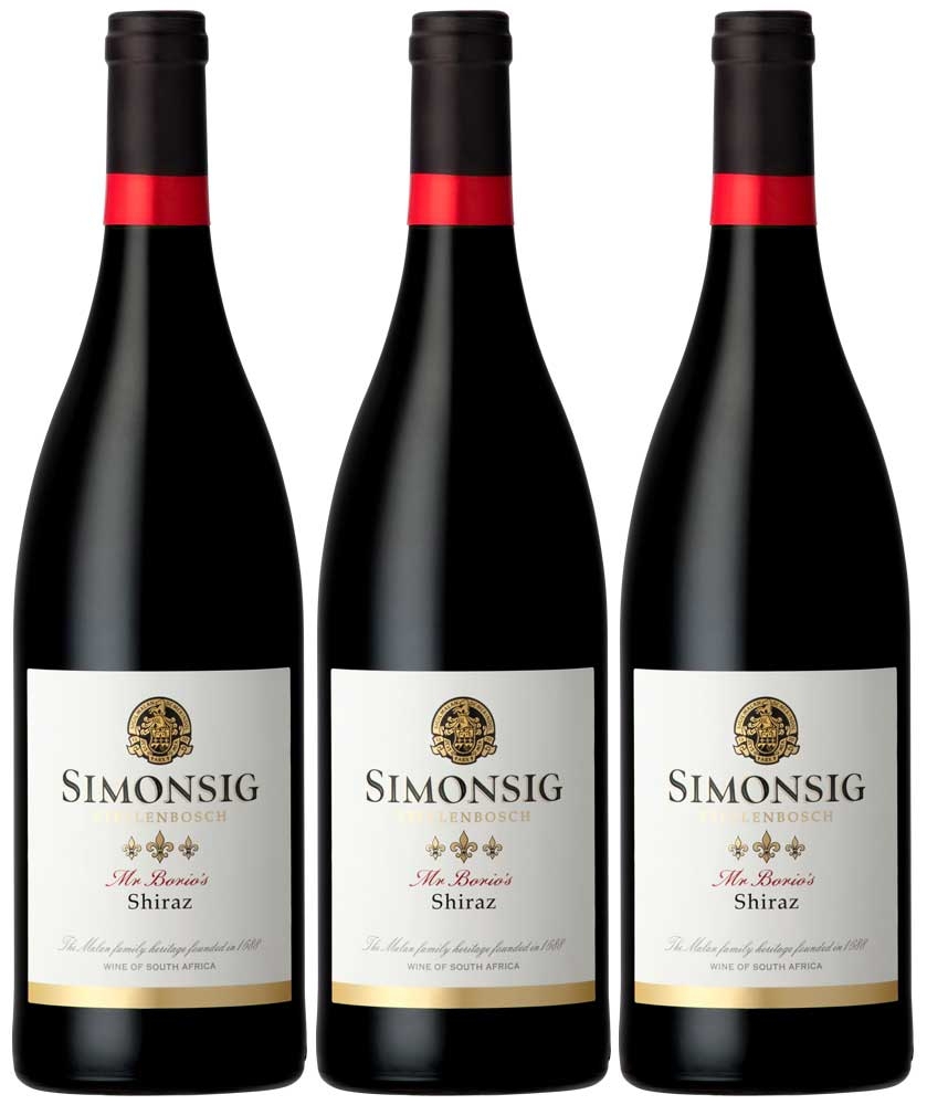 Simonsig Mr. Borio’s Shiraz 3er Weinpaket | 2018 | Rotwein aus Südafrika