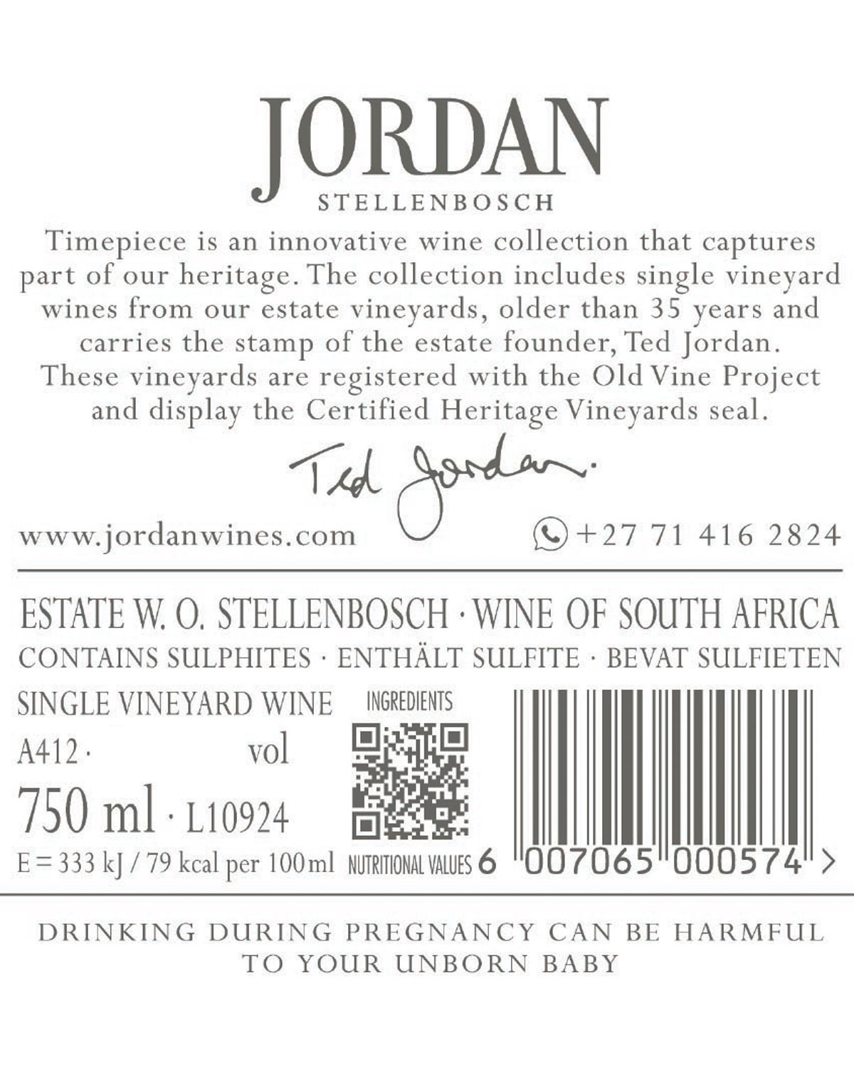 Jordan Timepiece Sauvignon Blanc 2024