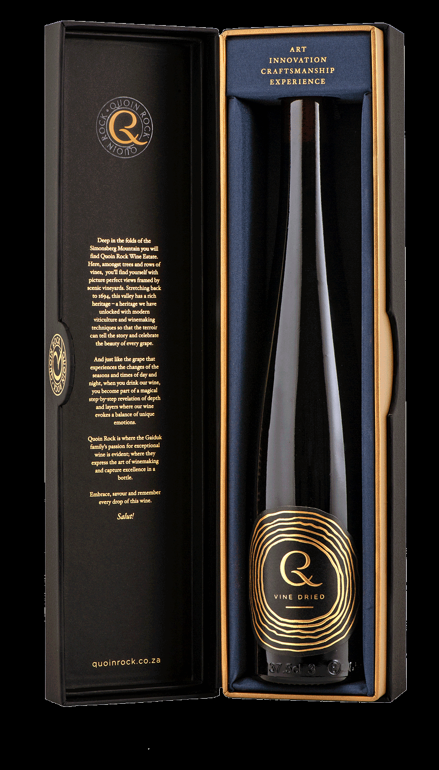 Quoin Rock Black Series Vine Dried 2024 in Gift Packaging